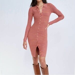 Wilfred Striped COVE Pink Button Down Sweater Dress Size XS